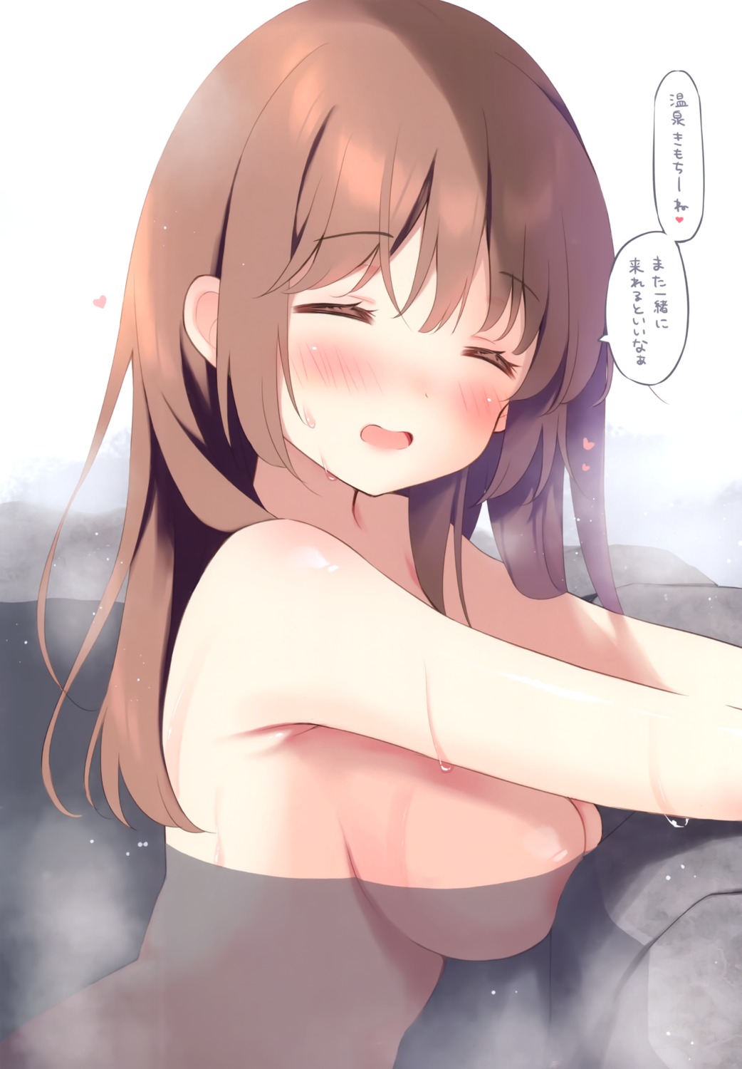 areola bathing cocoa_(pan_no_mimi) onsen pan pan_no_mimi topless wet