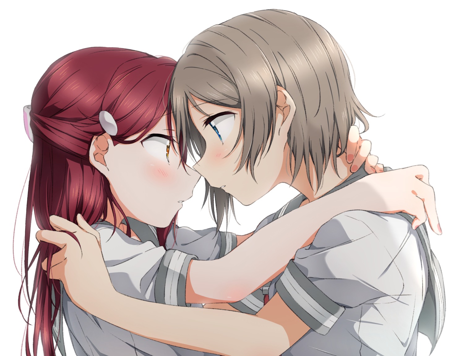 love_live!_sunshine!! sakurauchi_riko seifuku watanabe_you yuchi_(salmon-1000) yuri