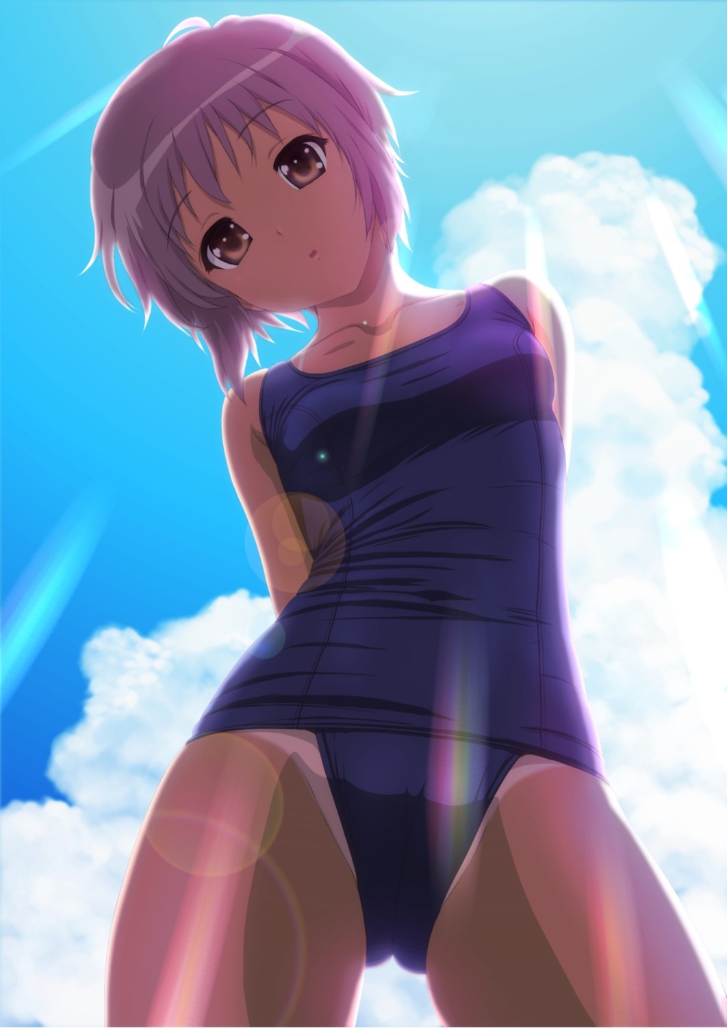 akahige nagato_yuki school_swimsuit suzumiya_haruhi_no_yuuutsu swimsuits tan_lines