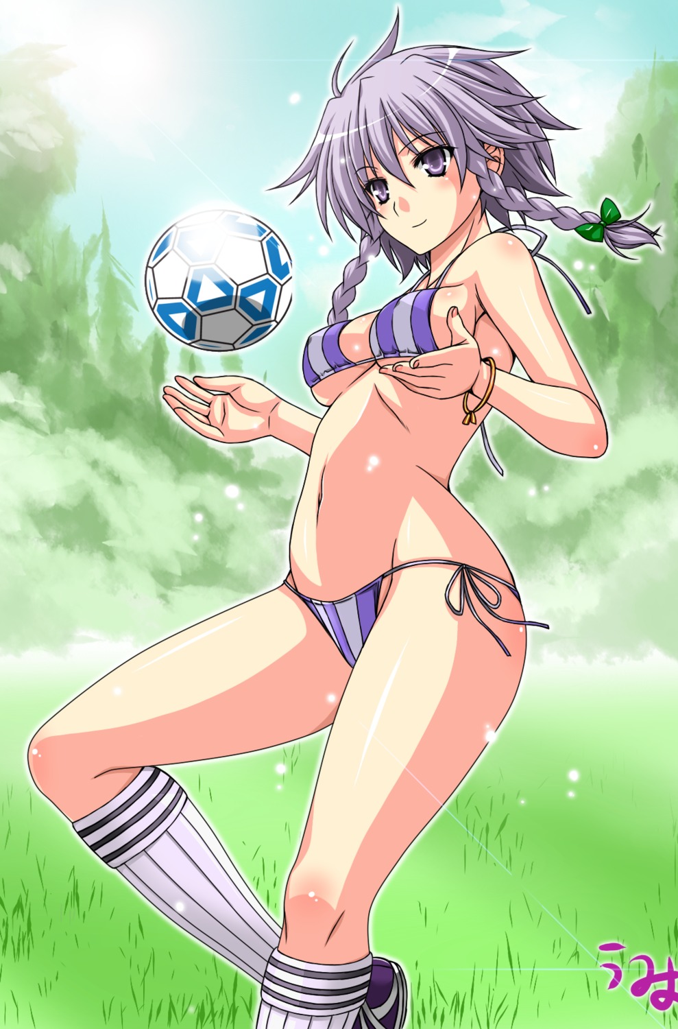 bikini erect_nipples izayoi_sakuya lkakeu soccer swimsuits touhou