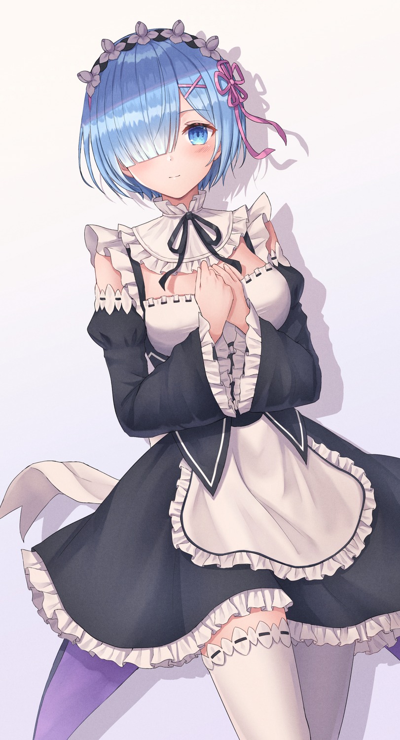 maid re_zero_kara_hajimeru_isekai_seikatsu rem_(re_zero) seungju_lee thighhighs