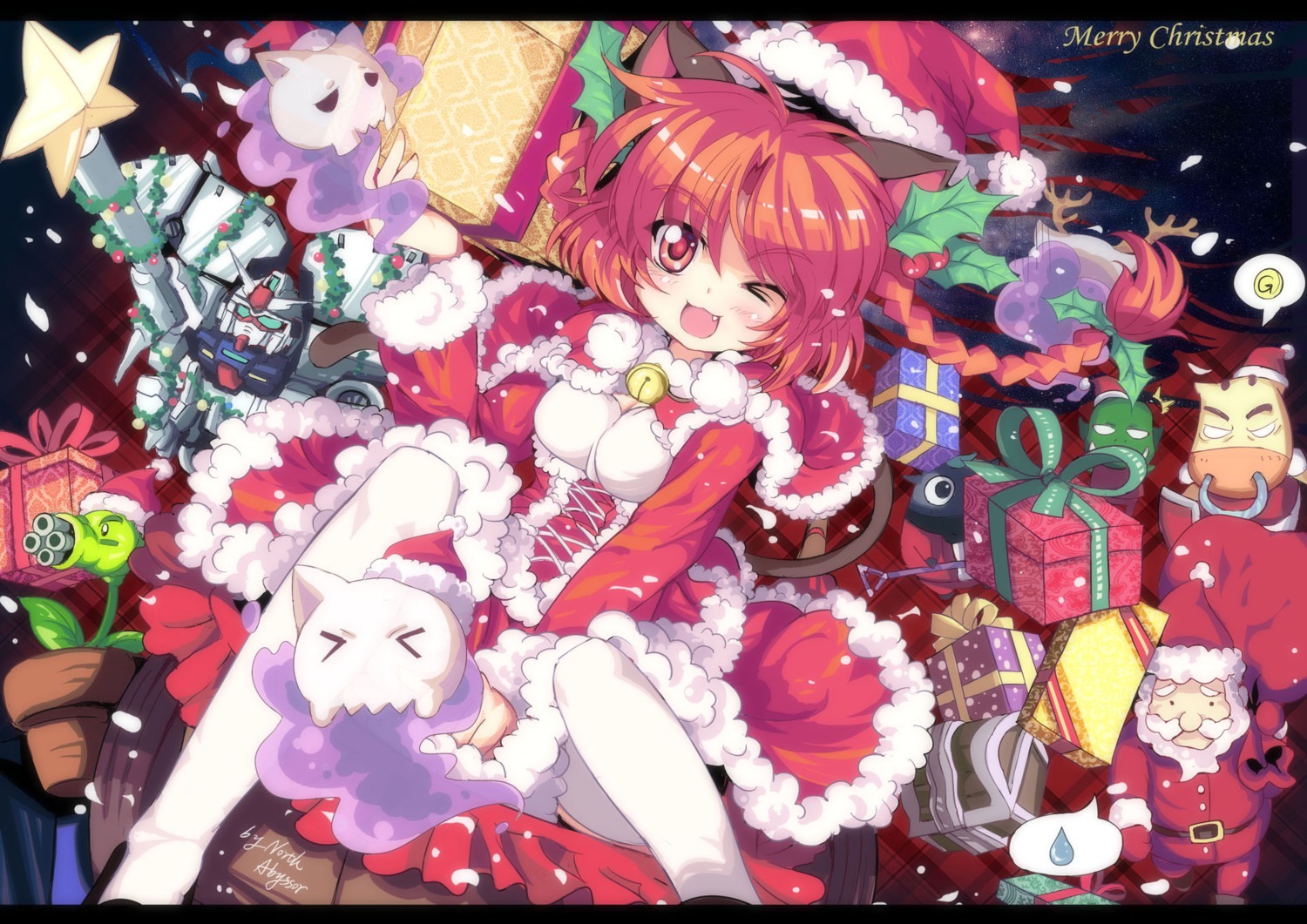 abyss_of_parliament animal_ears christmas kaenbyou_rin nekomimi tail touhou