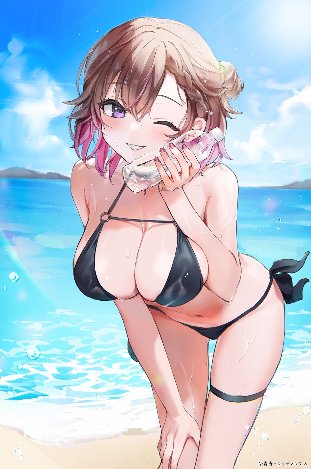 bikini garter nekoyashiki_pushio swimsuits wet