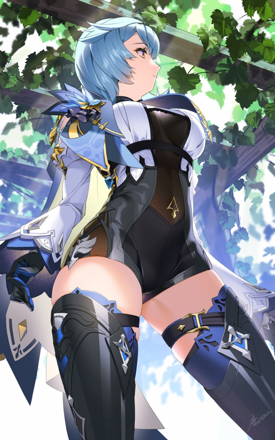 eula garter genshin_impact shikaemon thighhighs