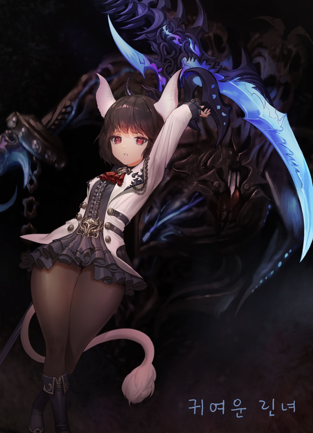 animal_ears blade_&_soul gg_amang lyn_(blade_&_soul) pantyhose tail weapon