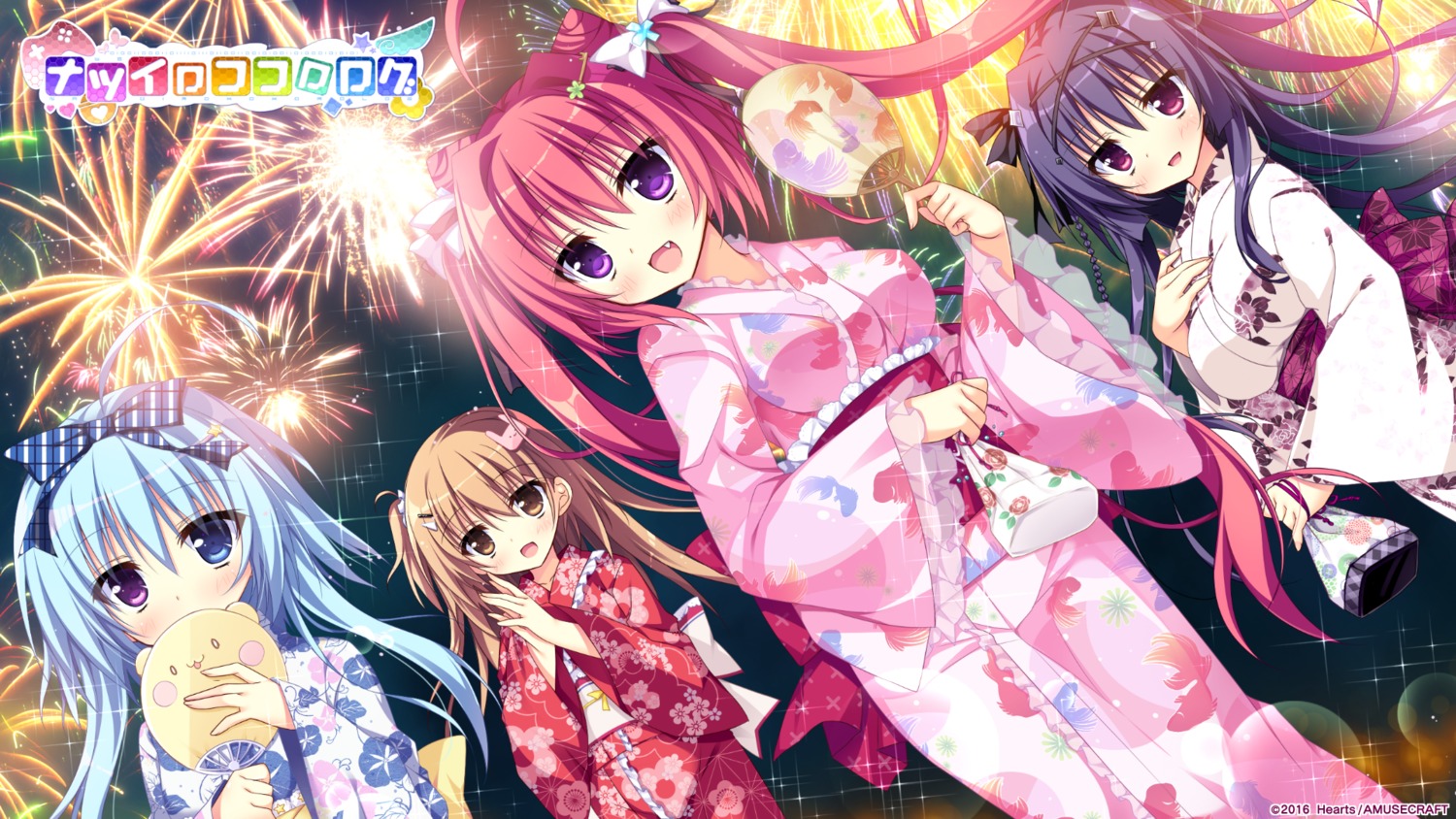 hearts heterochromia nagi_kisara nanakuni_kotone natsuiro_kokoro_log ominae_rin shiromochi_sakura tokiwa_kuon wallpaper yukata