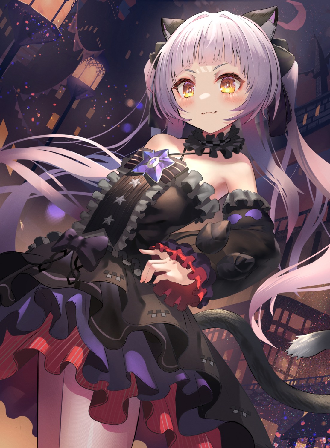 animal_ears dodota dress gothic_lolita hololive lolita_fashion murasaki_shion nekomimi tail