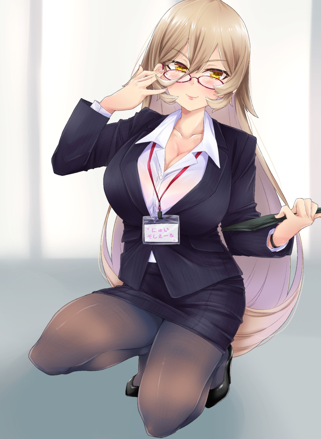 business_suit heels itou_ayachi megane nijisanji nui_sociere pantyhose see_through