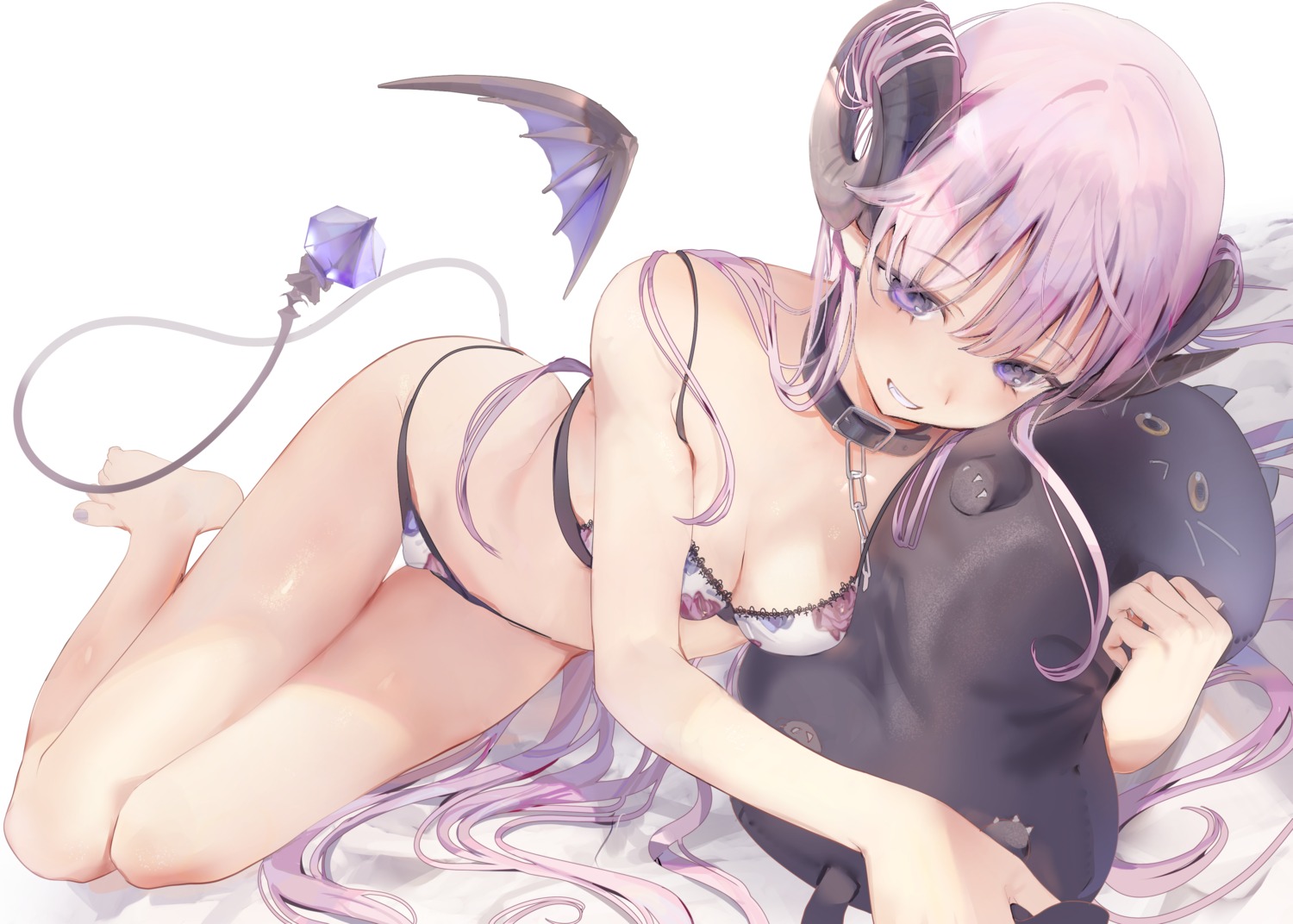 bra horns iijima_masashi pantsu tail wings