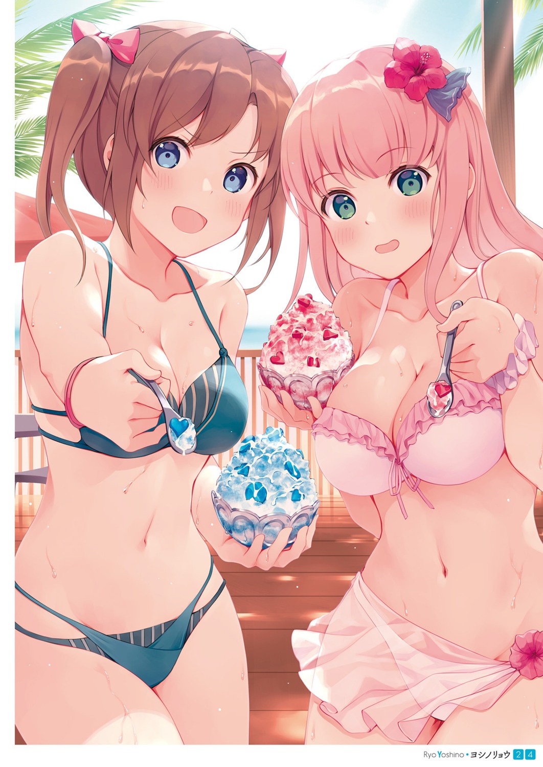 bikini cleavage swimsuits wet yoshino_ryou