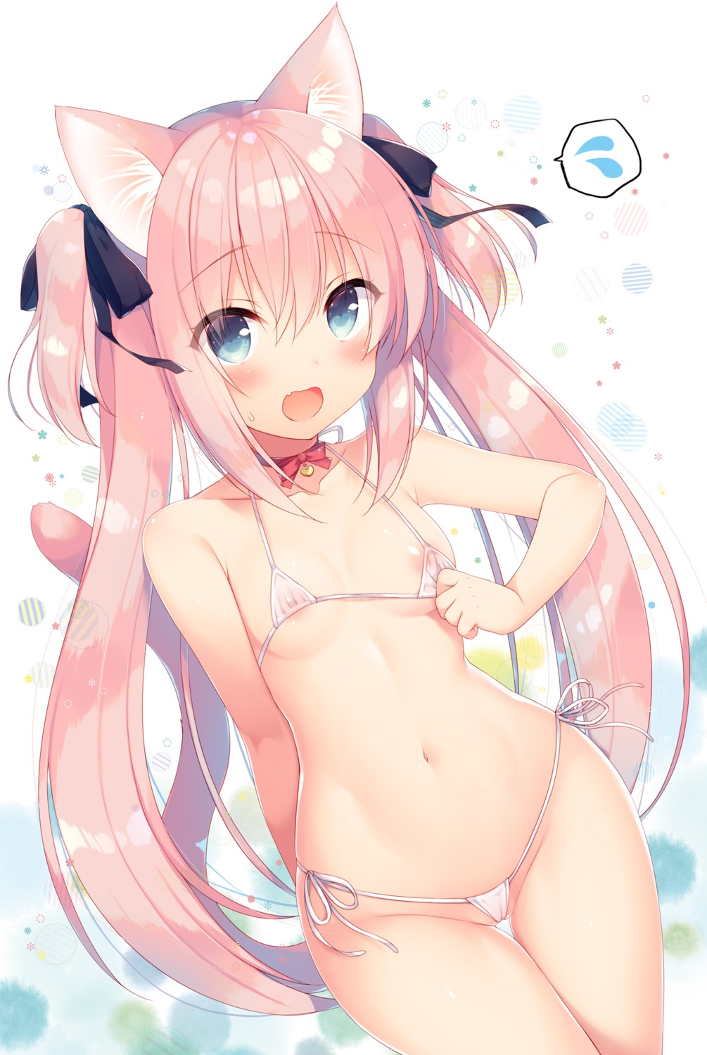 23.4° animal_ears areola bikini boku_no_risou_no_isekai_seikatsu cameltoe ichiri misia_(ichiri) nekomimi nipples pussy see_through swimsuits tail thong