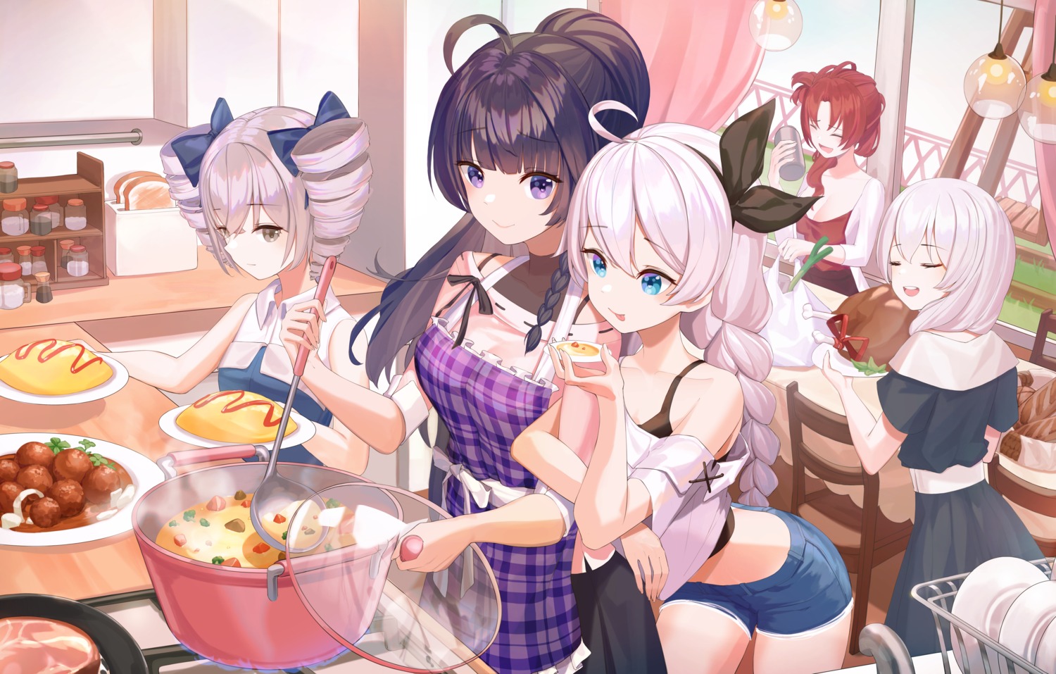 benghuai_xueyuan bronya_zaychik cleavage dress honkai_impact kiana_kaslana munseonghwa murata_himeko raiden_mei theresa_apocalypse