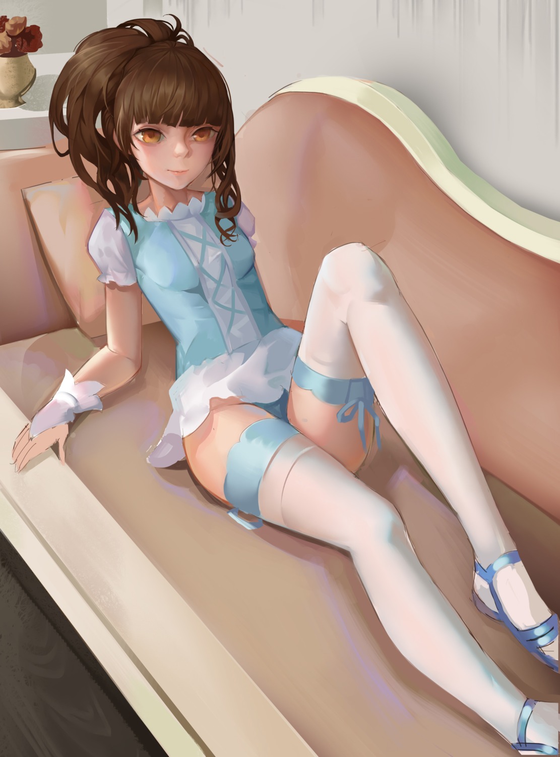 dress jinjide_shaonian loli pantsu skirt_lift thighhighs