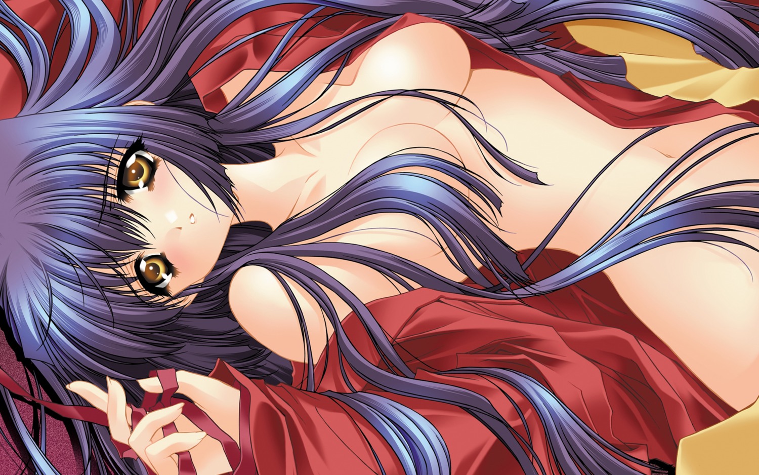 breasts carnelian kao_no_nai_tsuki kuraki_mizuna no_bra nopan open_shirt wallpaper