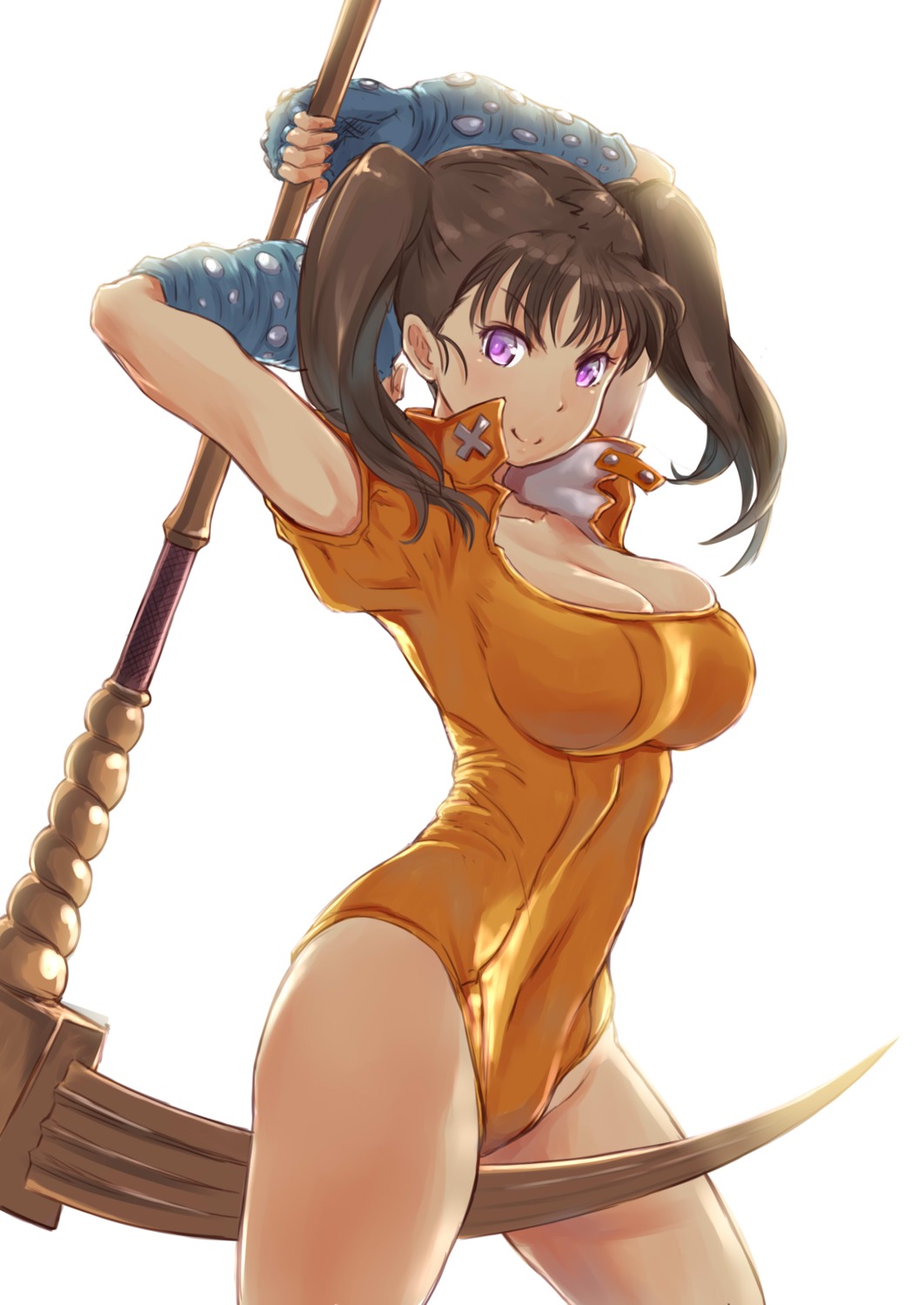 cleavage diane_(nanatsu_no_taizai) leotard nanatsu_no_taizai wa_(genryusui) weapon