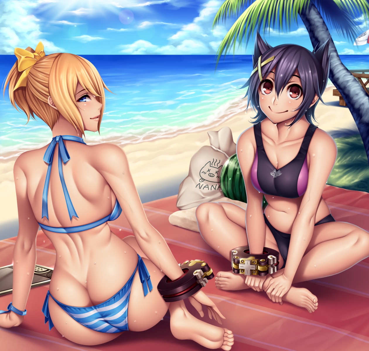 ass bikini cleavage god_eater kouzuki_nana swimsuits watanuki_kaname