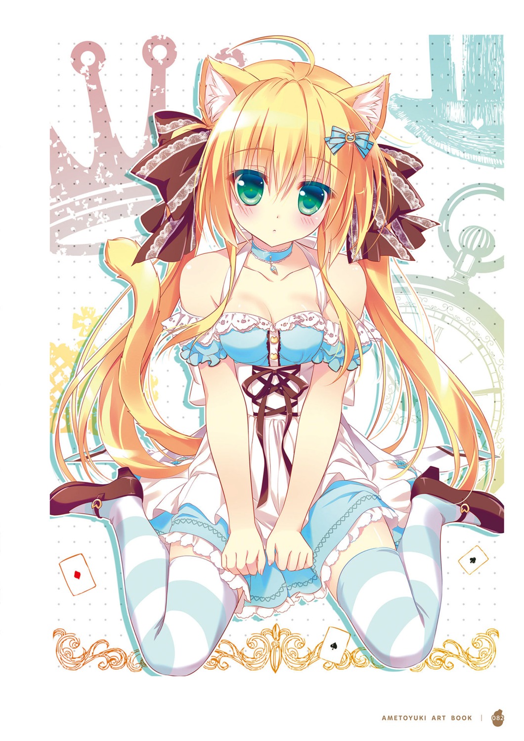 ameto_yuki animal_ears choco_mint_(ameto_yuki) dress nekomimi tail thighhighs