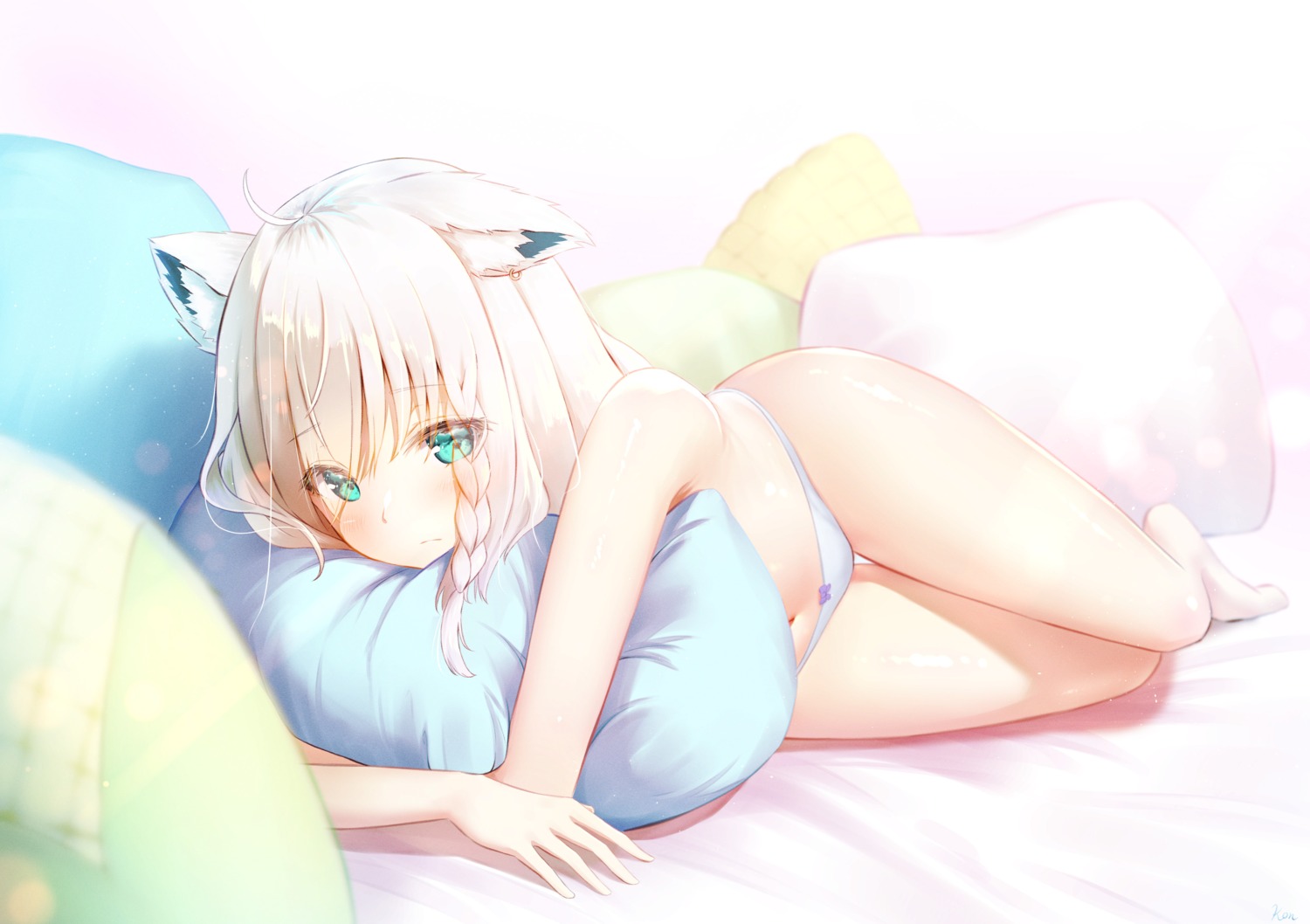 animal_ears hololive hololive_gamers kitsune kon_(07263545) pantsu shirakami_fubuki topless