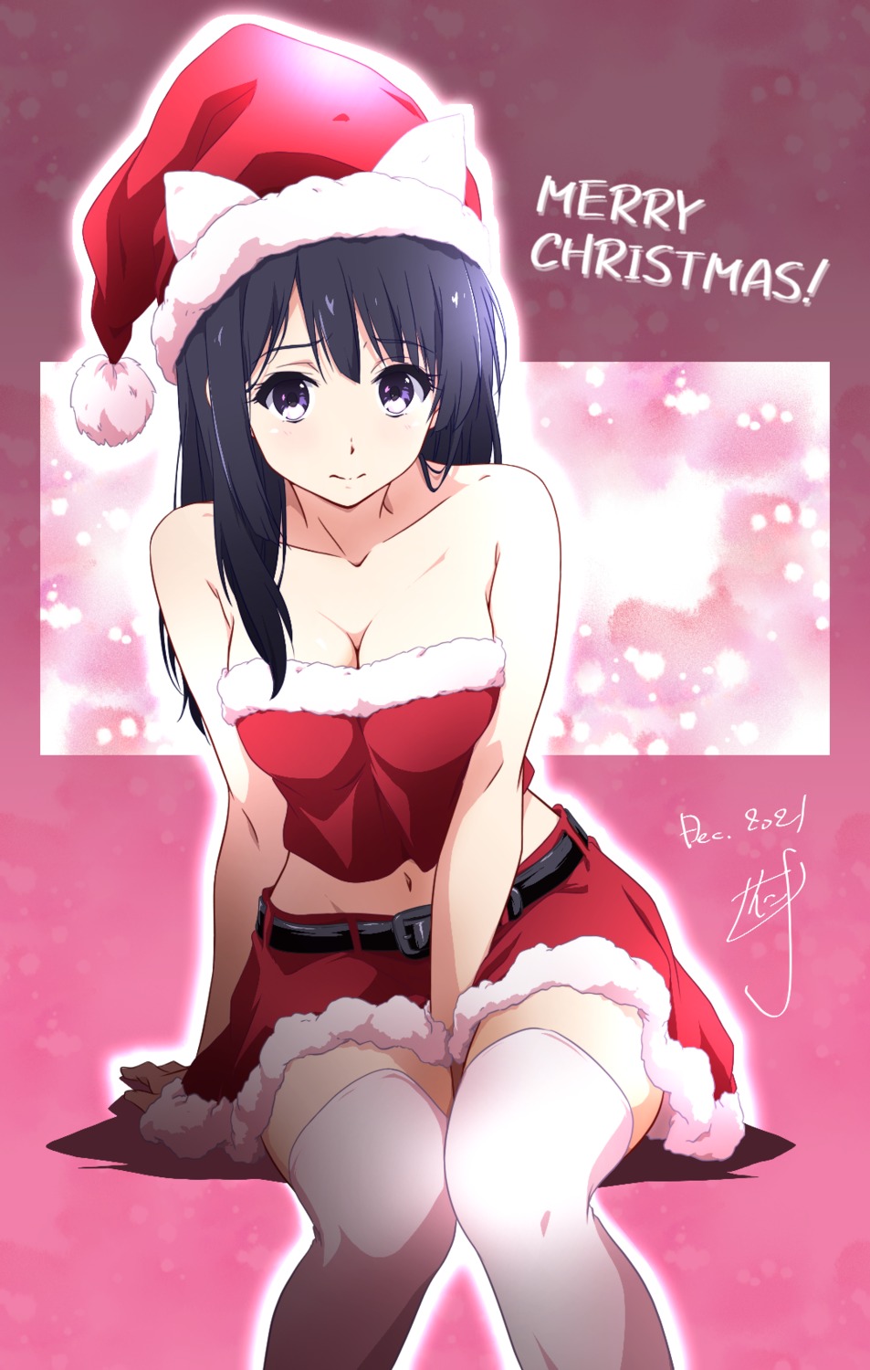 christmas cleavage hibike!_euphonium kousaka_reina nii_manabu no_bra thighhighs