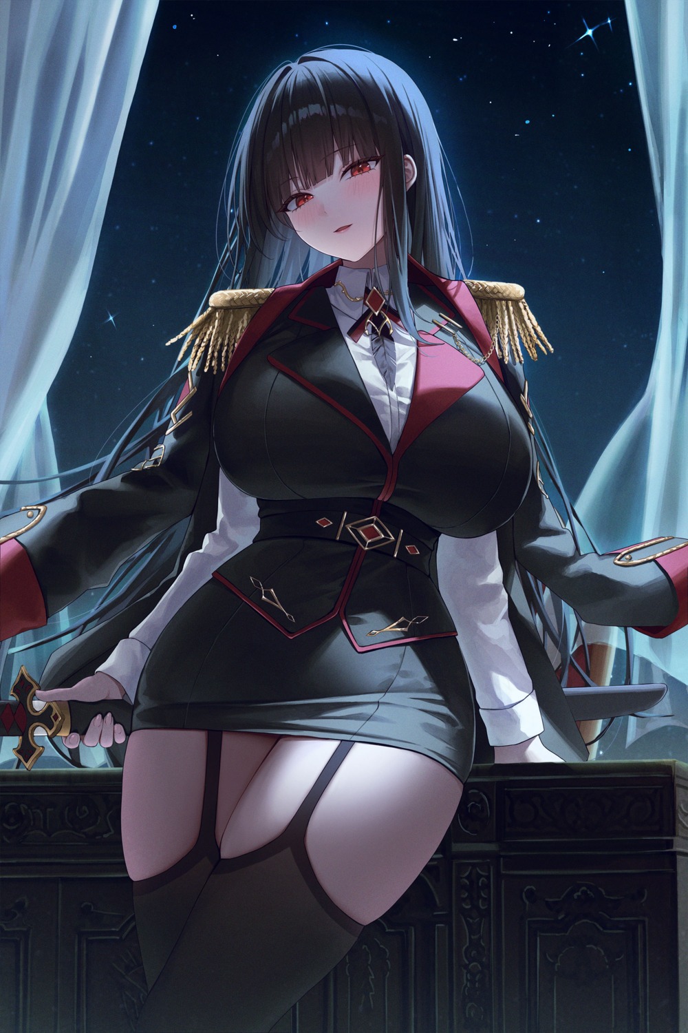 ame_816 stockings sword thighhighs uniform