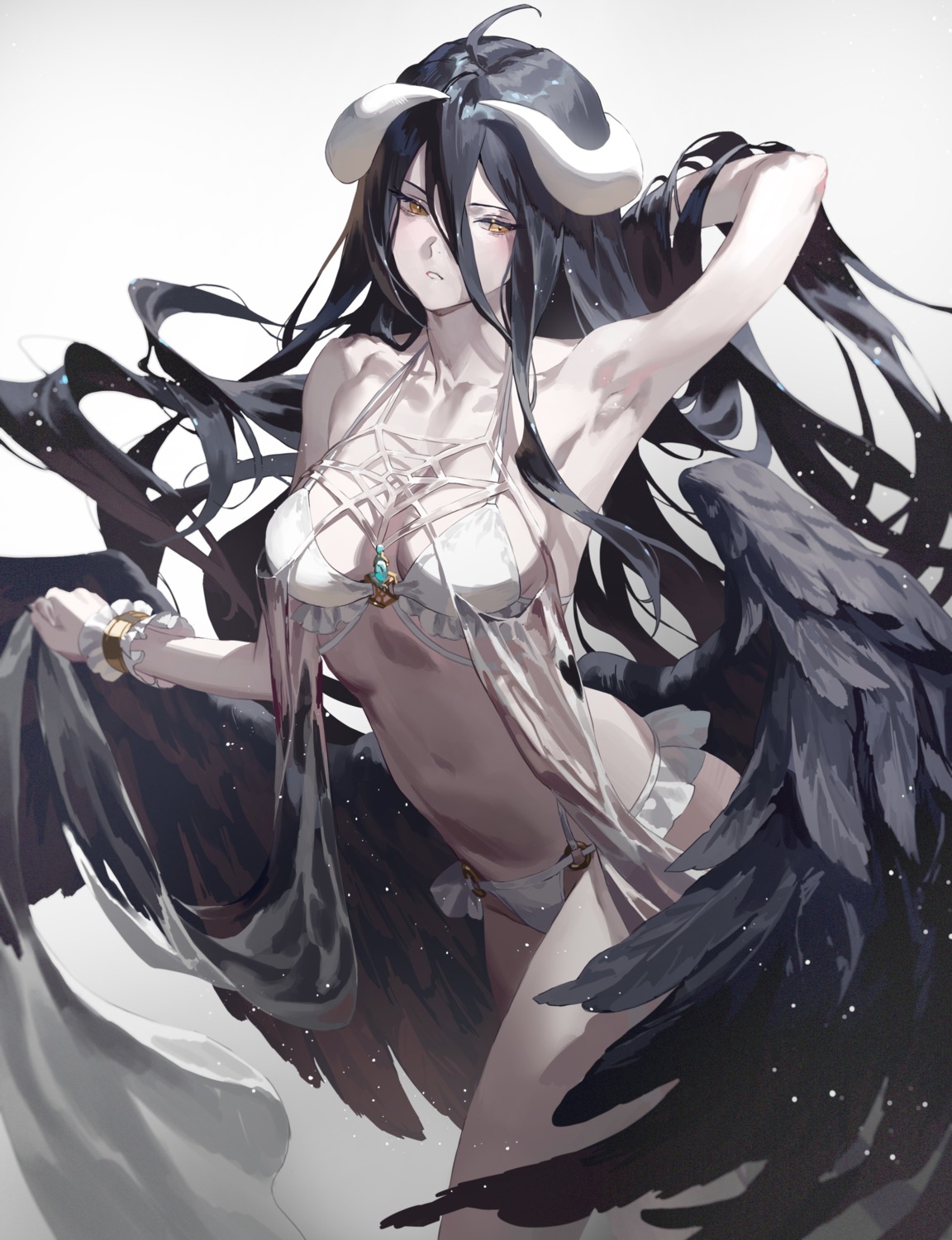 albedo_(overlord) bra fajyobore horns overlord pantsu wings