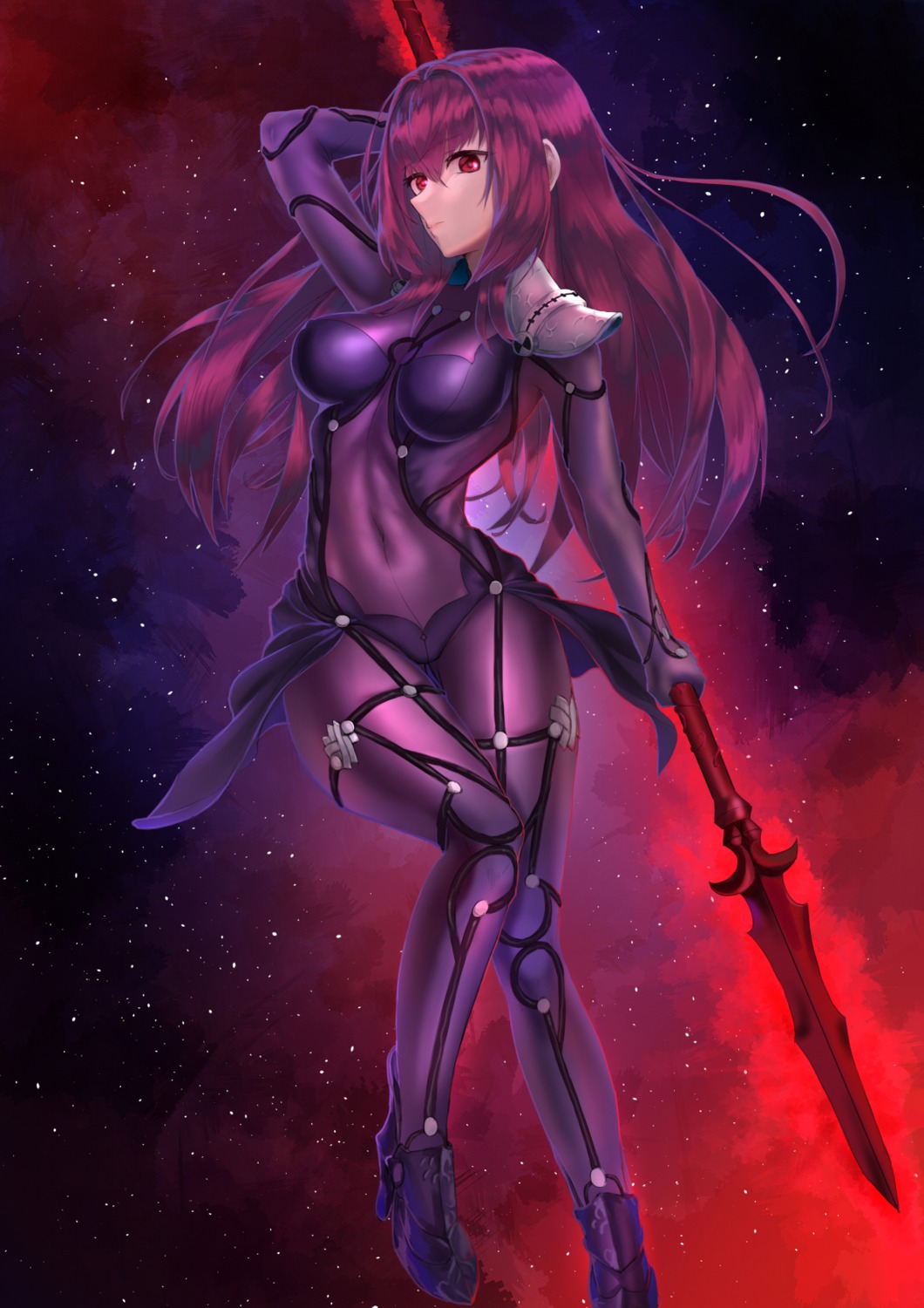 armor bodysuit fate/grand_order heels monoa scathach_(fate/grand_order) weapon