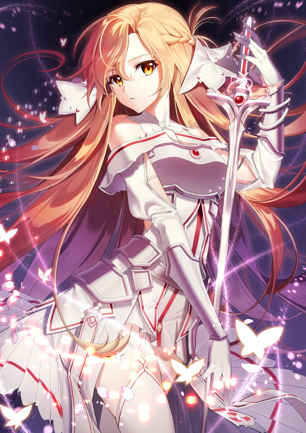 armor asuna_(sword_art_online) eile_(esspril) stockings sword sword_art_online thighhighs