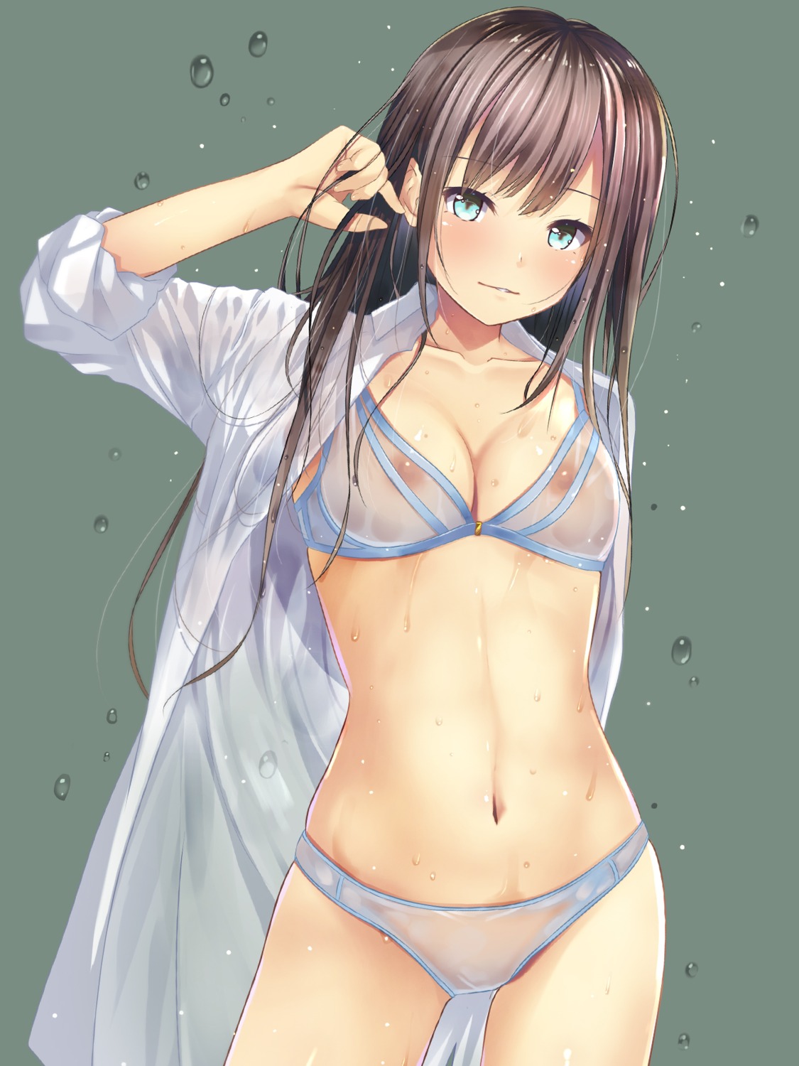 bra nipples open_shirt pantsu see_through tagme wet_clothes