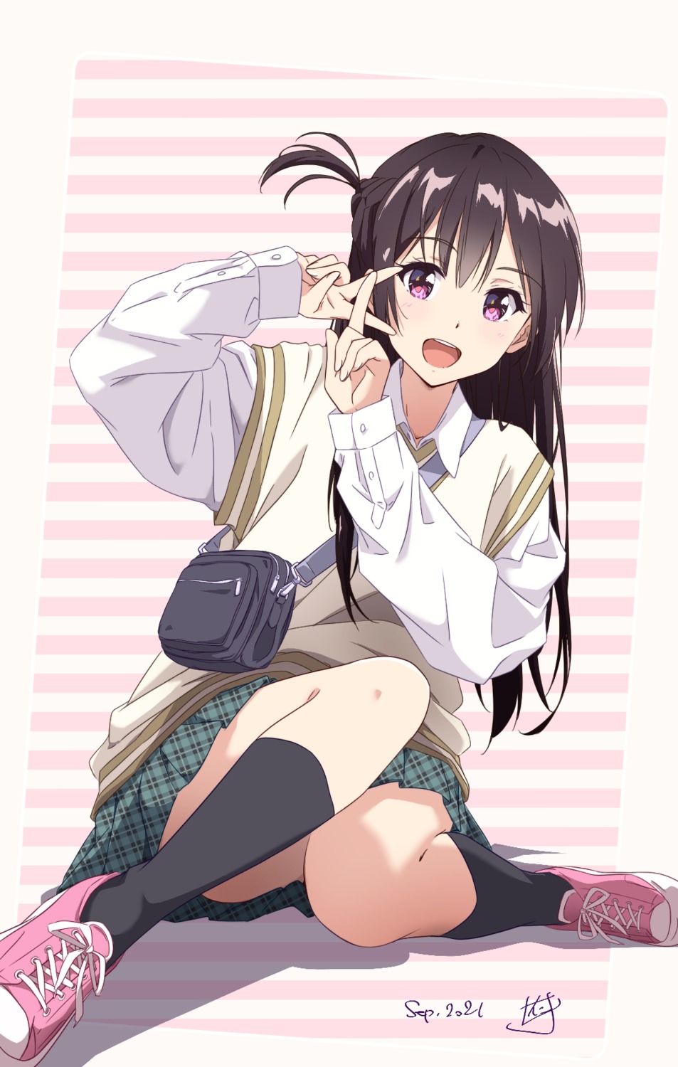 ichinose_chizuru kanojo_okarishimasu nii_manabu seifuku skirt_lift sweater