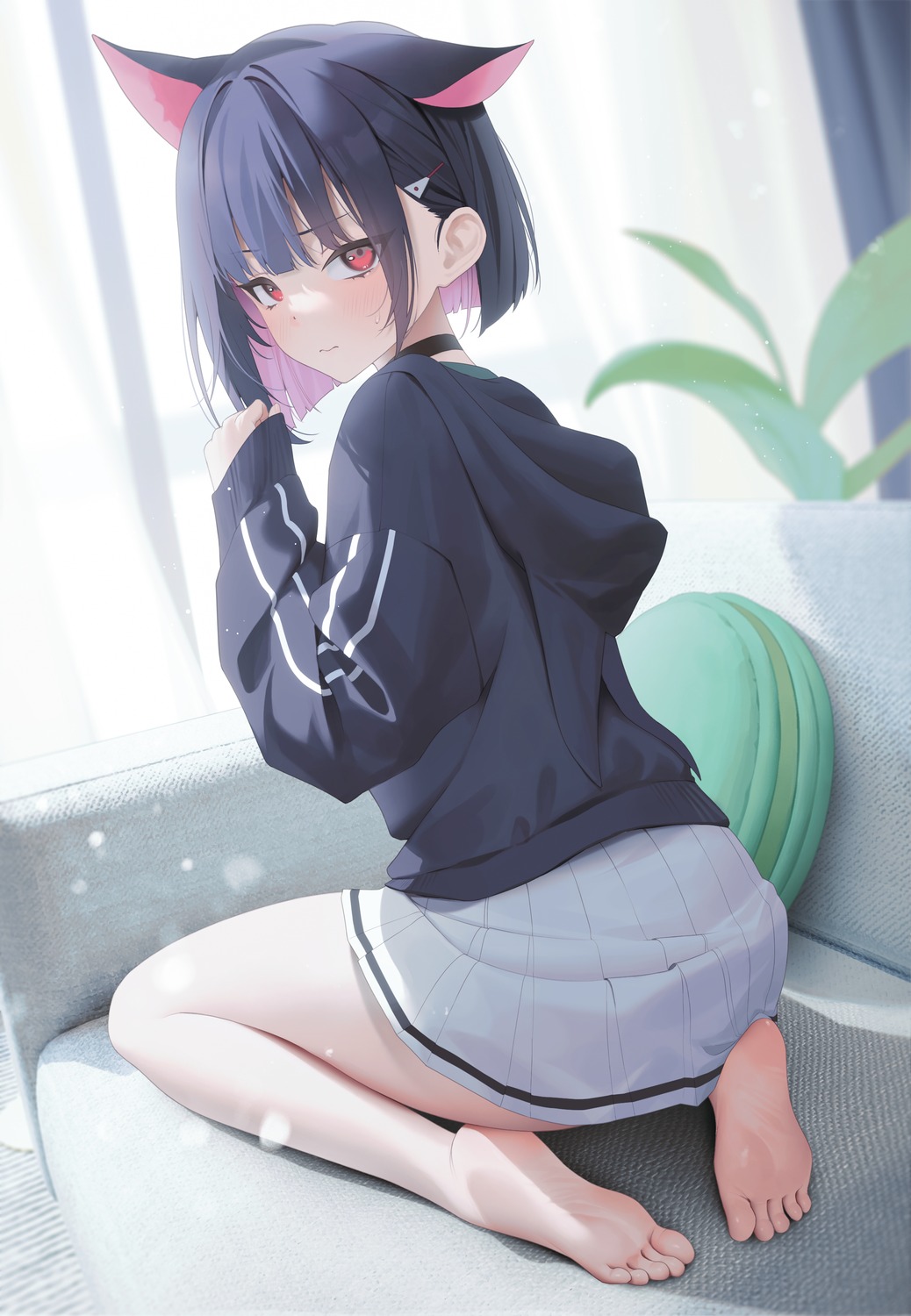 animal_ears ass aya_(lezon) blue_archive feet kyouyama_kazusa nekomimi seifuku