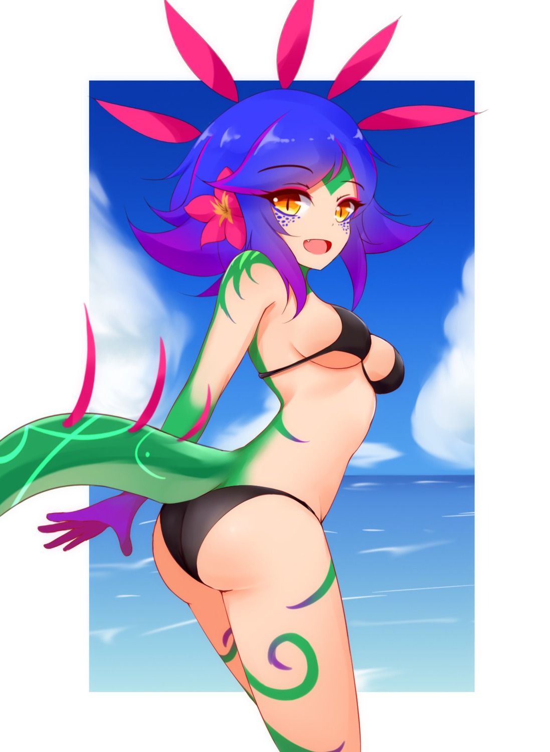 ass ayatori bikini league_of_legends monster_girl neeko swimsuits tail