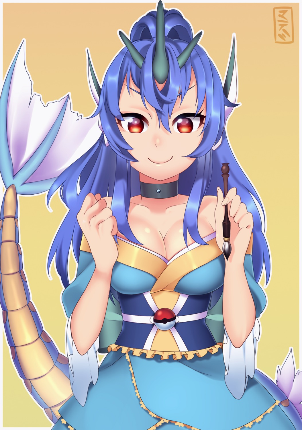 animal_ears anthropomorphization cleavage gyarados horns matemi pokemon tail