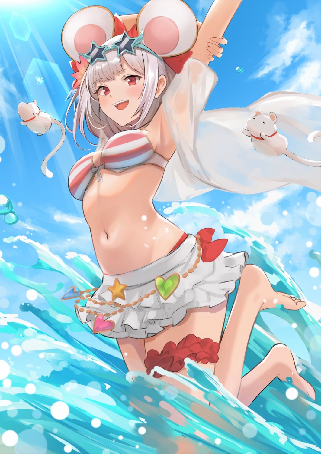 animal_ears bikini garter granblue_fantasy open_shirt renzu_(lens_02) see_through swimsuits vikala_(granblue_fantasy) wet