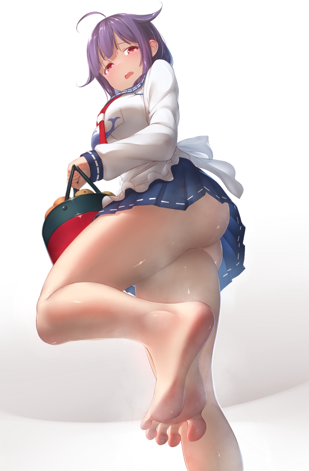 ass feet gundam00uc kantai_collection nopan seifuku skirt_lift taigei_(kancolle)