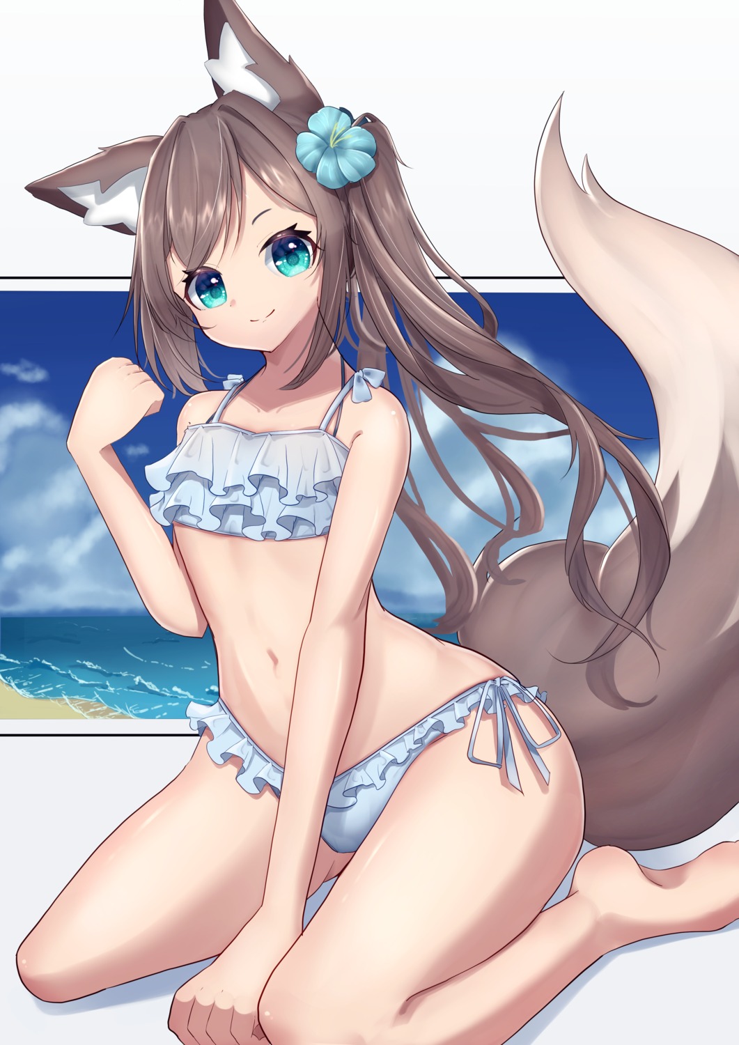 animal_ears bikini hinata_(pixiv53862745) kitsune swimsuits tail