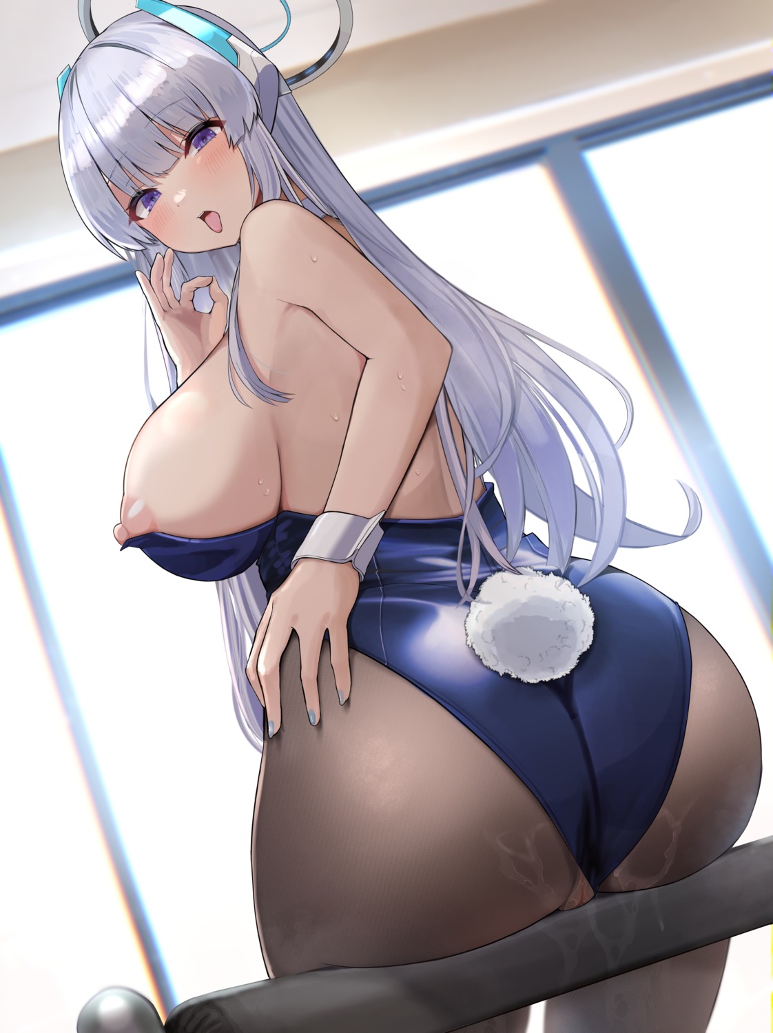 ass blue_archive breasts bunny_girl halo kihou_no_gotoku_dmc nipples no_bra pantyhose pussy pussy_juice tail ushio_noa