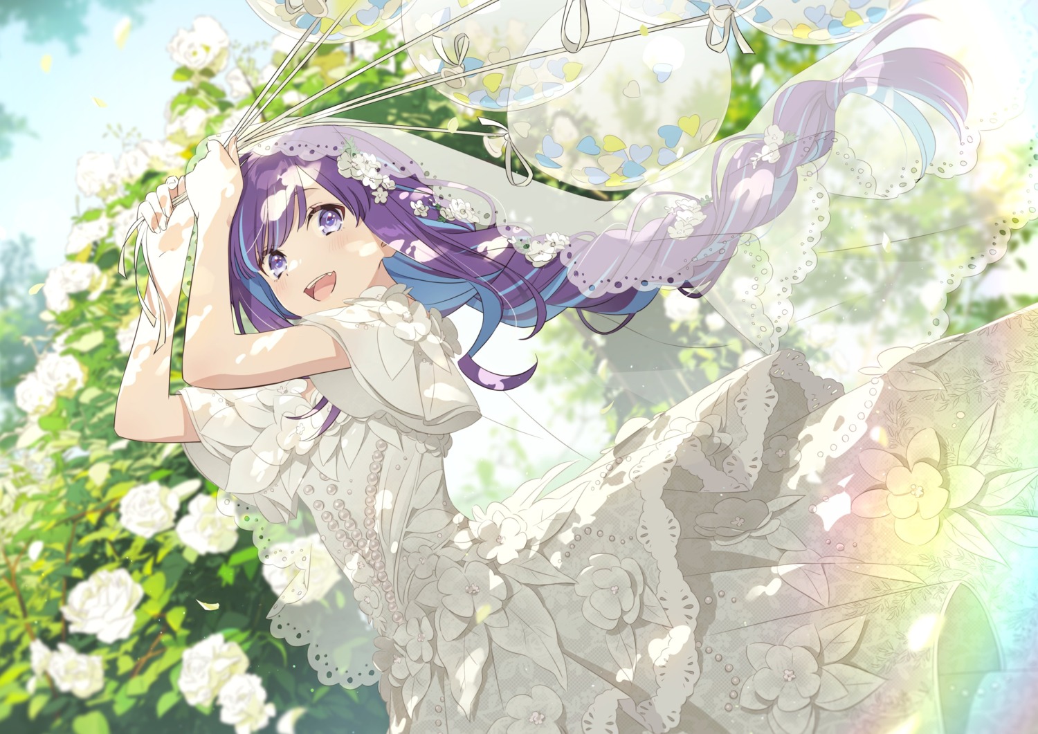 dress hanayori_joshiryou hechima kohigashi_hitona skirt_lift wedding_dress