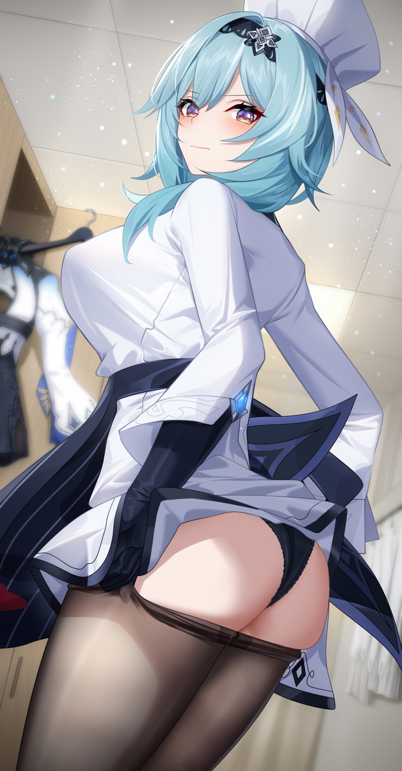 ass eula genshin_impact pantsu pantyhose skirt_lift thong undressing wu_ganlan_cai