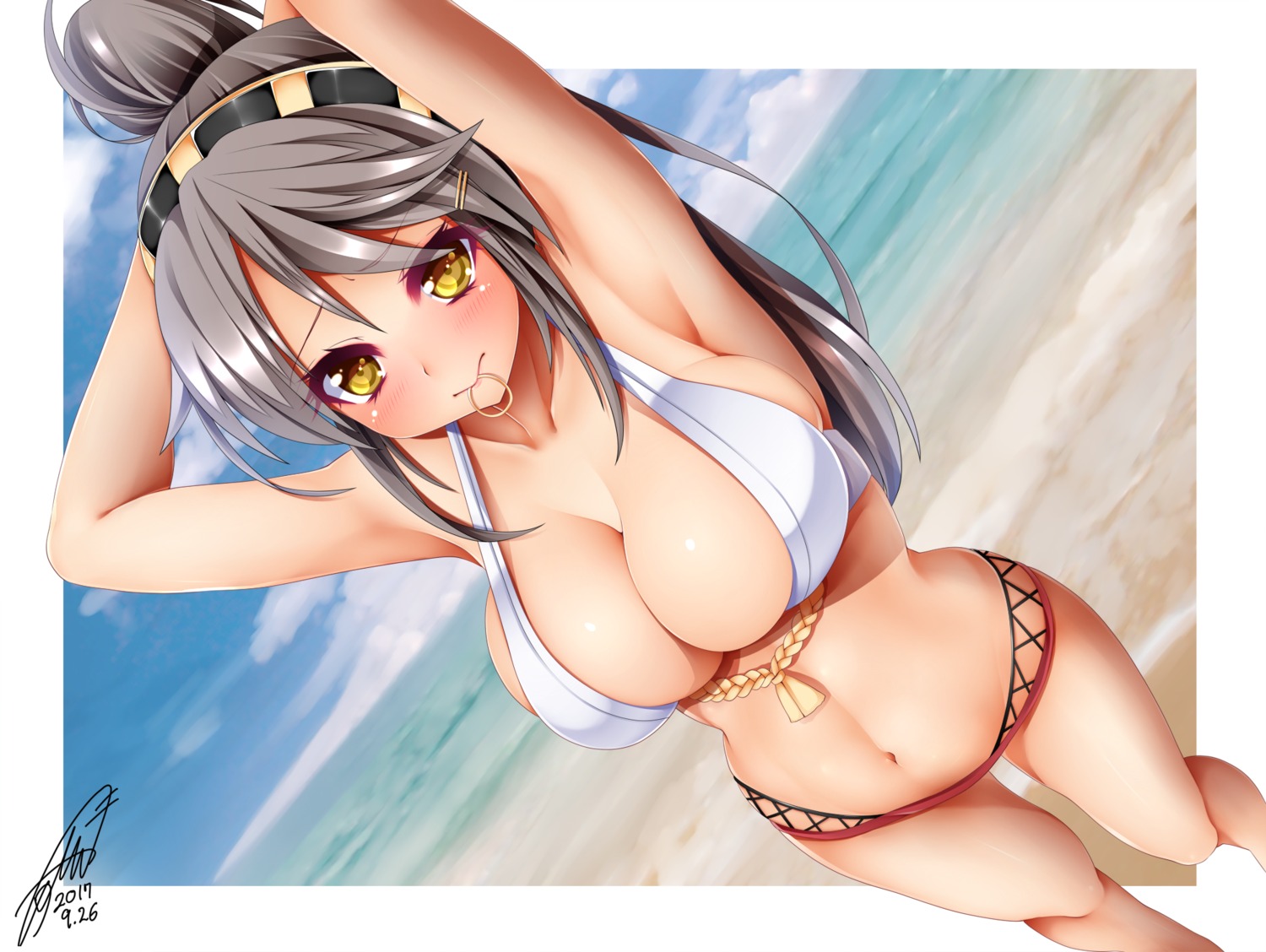 bikini cleavage haruna_(kancolle) jotti kantai_collection swimsuits