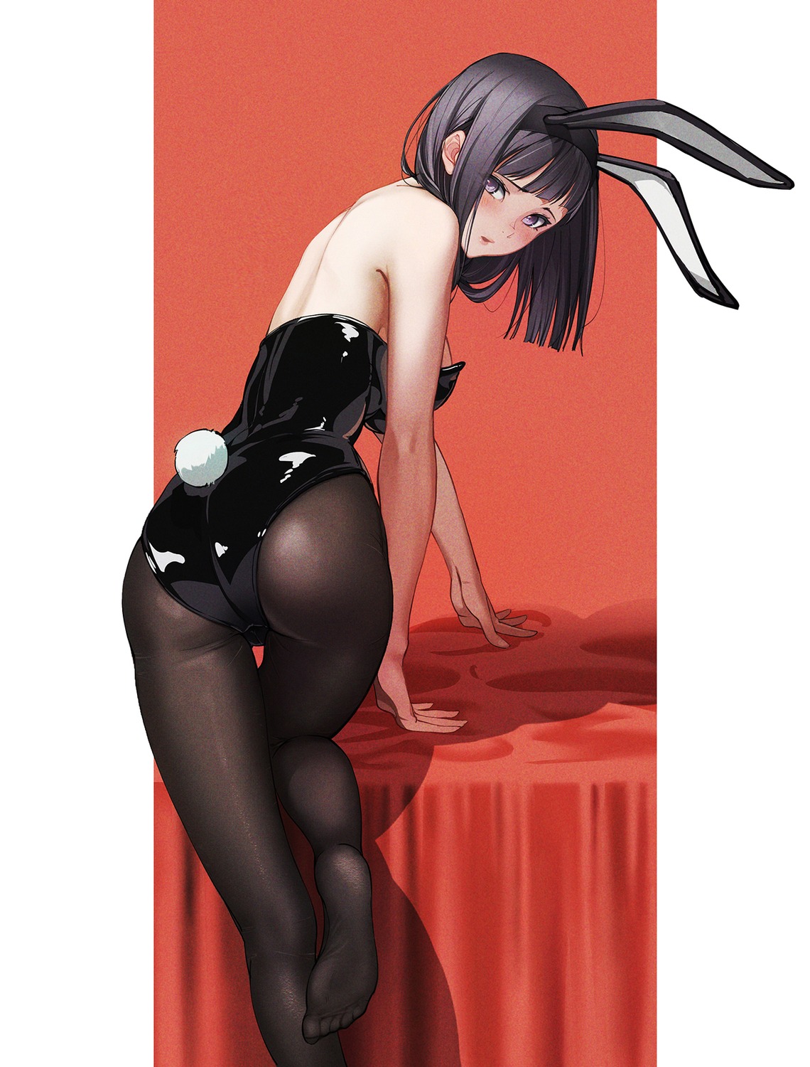 animal_ears ass bunny_ears bunny_girl c-eye hyuuga_hinata naruto no_bra pantyhose tail