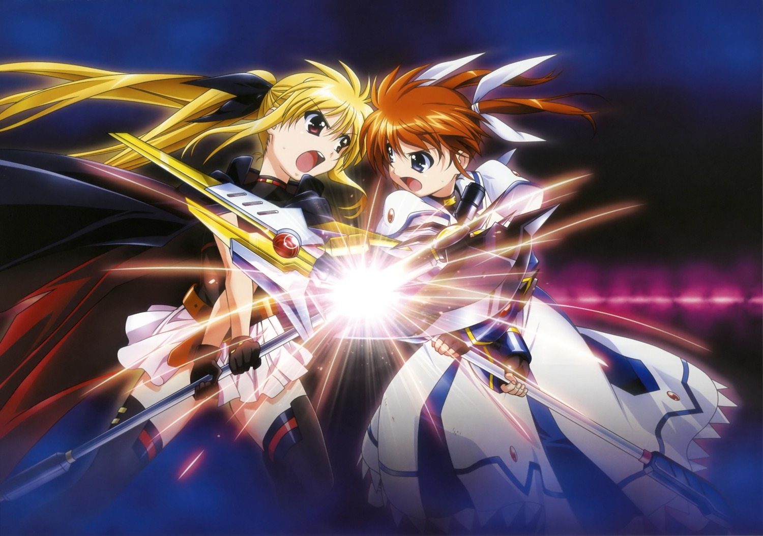 fate_testarossa mahou_shoujo_lyrical_nanoha mahou_shoujo_lyrical_nanoha_the_movie_1st takamachi_nanoha thighhighs