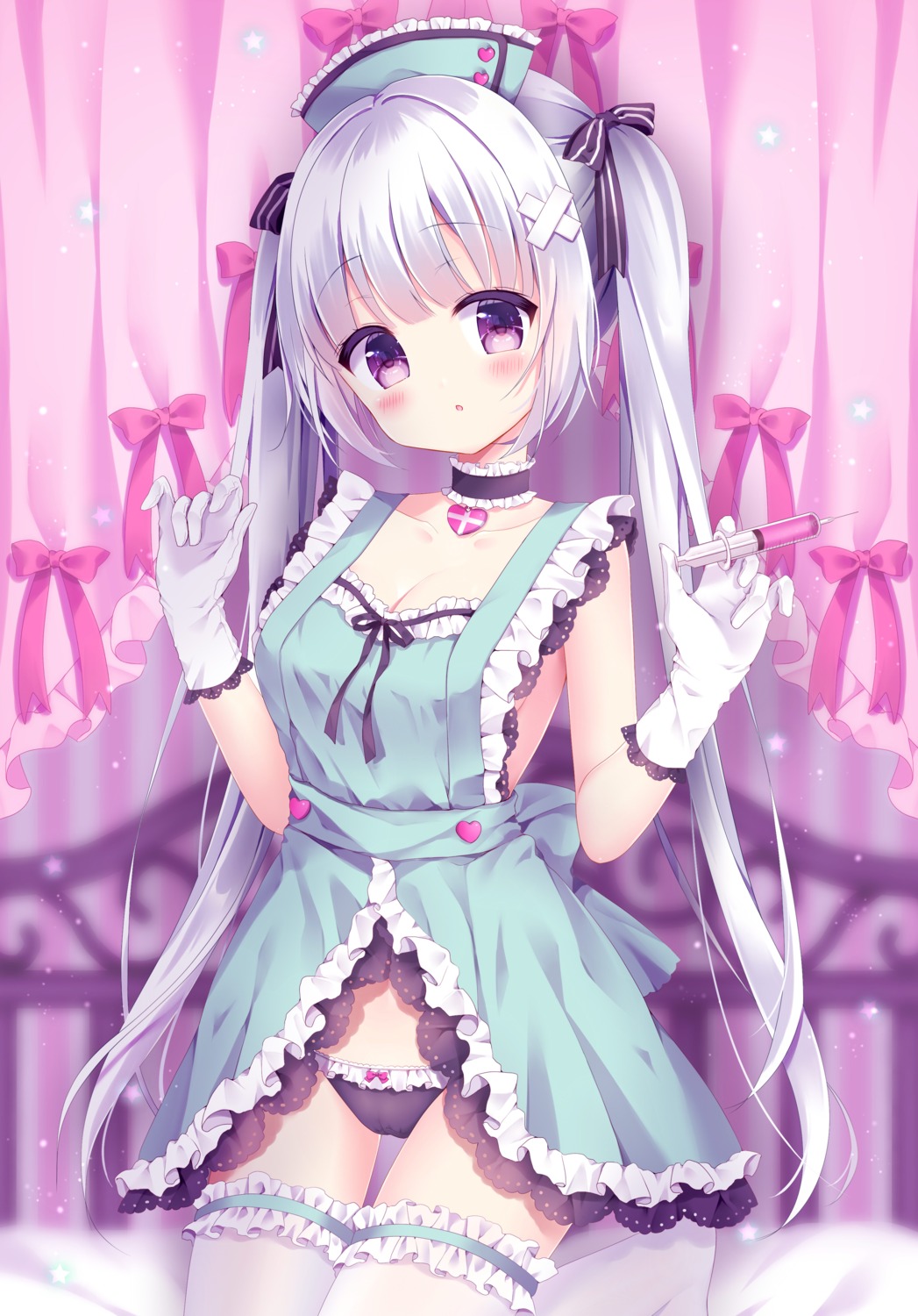 cameltoe cleavage garter momochi_chia naked_apron nurse pantsu see_through thighhighs