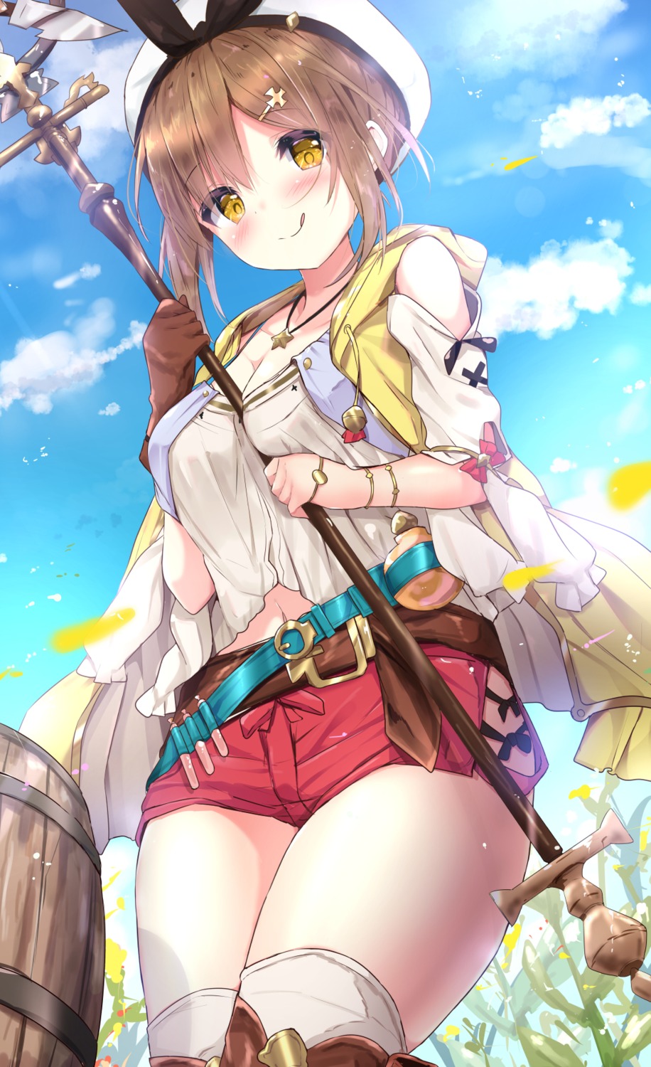 atelier atelier_ryza cleavage fairy_eye reisalin_stout thighhighs weapon