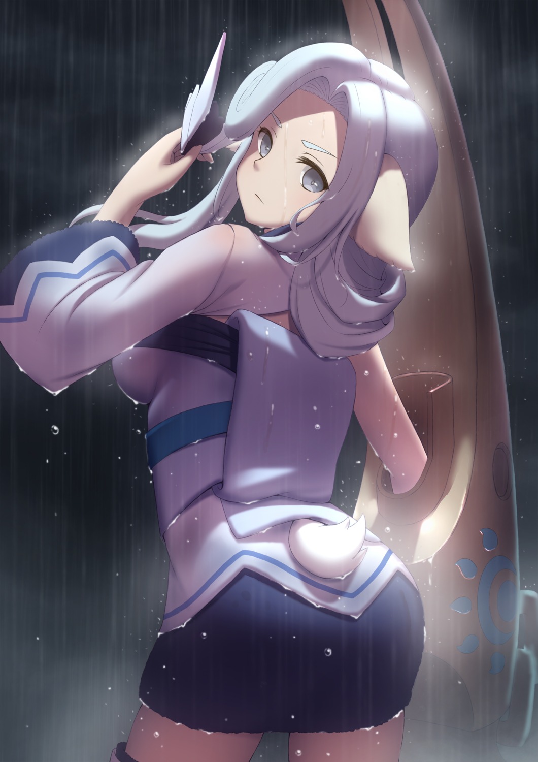 animal_ears dress fukuro_ko_(greentea) munechika tail thighhighs utawarerumono utawarerumono_itsuwari_no_kamen wet wet_clothes