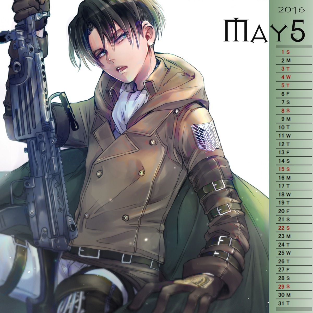 calendar levi male shingeki_no_kyojin tagme uniform weapon