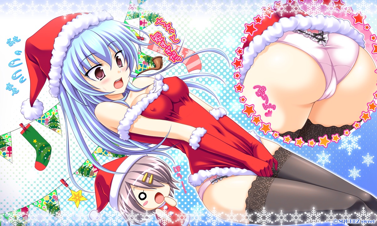 ass cameltoe chibi christmas cleavage dress erect_nipples let's_kaitou! pantsu philene_shamrock squeez_sweet thighhighs tsugimoto_ohka wallpaper yuibi