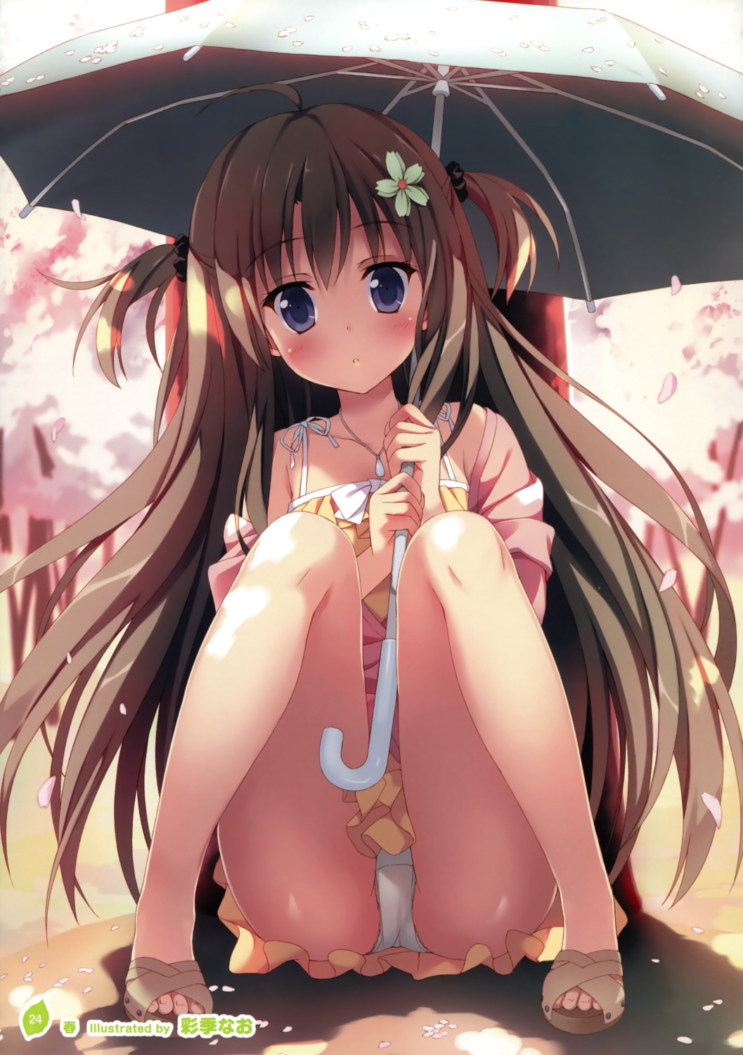 dress pantsu saeki_nao summer_dress umbrella