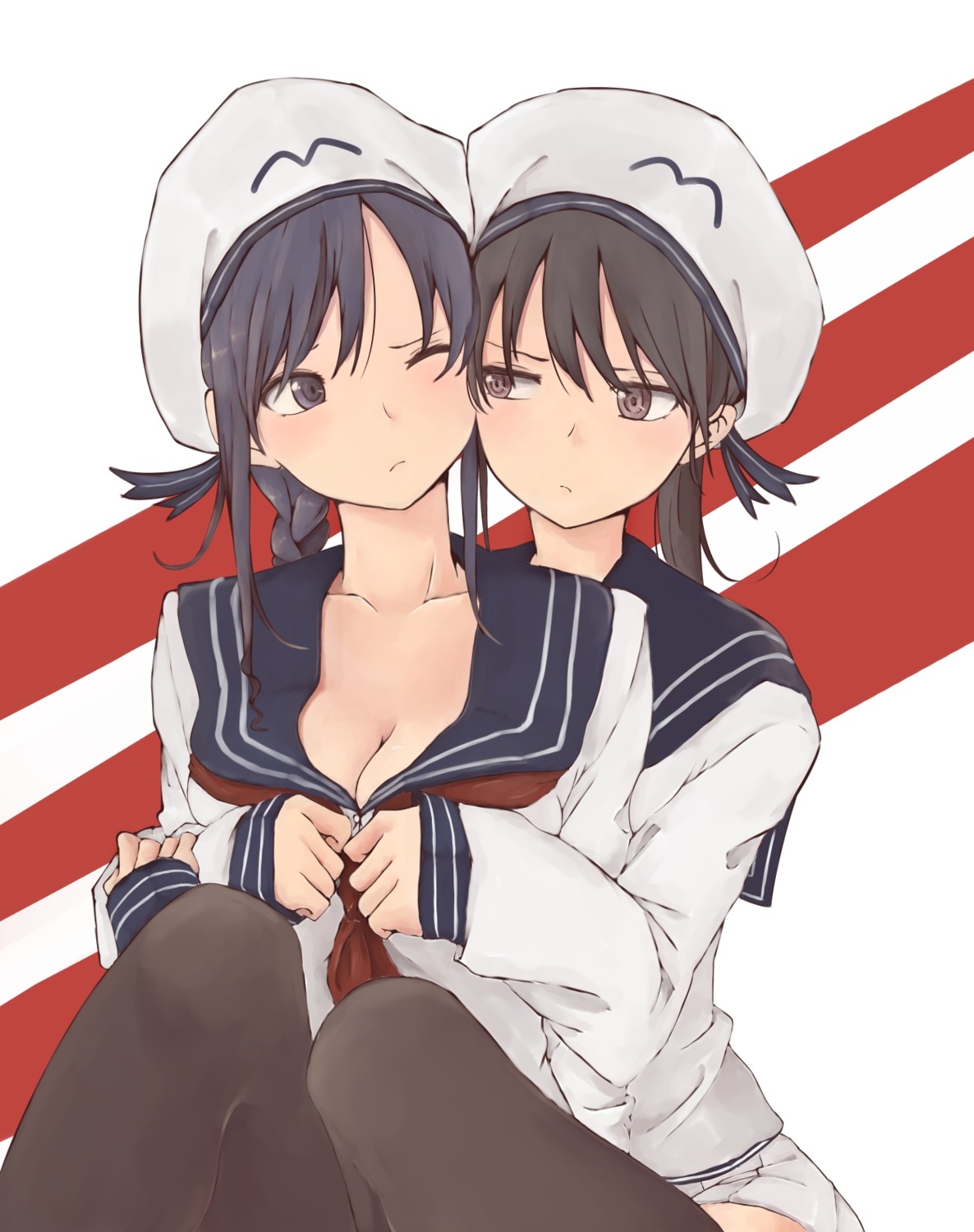 cleavage pantyhose rutchifu_(31_pacers) seifuku undressing yuri