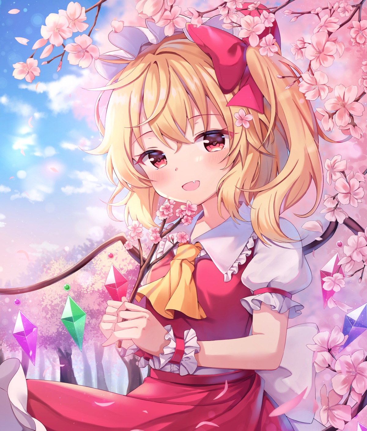 flandre_scarlet hanen_(borry) skirt_lift touhou wings