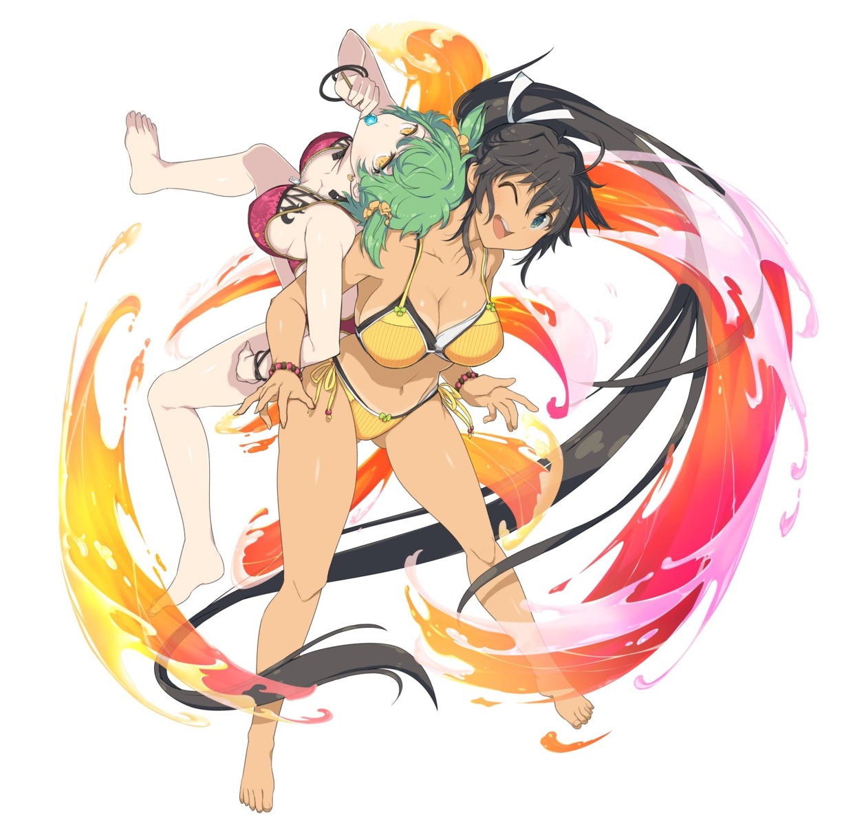 bikini cleavage hikage homura_(senran_kagura) senran_kagura swimsuits tagme tan_lines tattoo